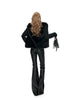 Spring Autumn Long Fitted Soft Black Pu Leather Flare Pants for Women Low Waist Sexy Designer Gyaru Clothes