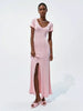 Ribbed Knit Maxi Dress For Women Deep V-Neck Slim High Slit Elegant Patchwork Commute Party Dress Women Knitwear Dress