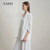 Minimalist Women's Blazer Mujer Autumn Solid Loose Seven-quarter Sleeve Lapel Button Commuter Suit Jacket 12512019