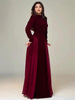 Women Chic Velvet Patchwork Chiffon Dress Elegant Full Sleeve Round Neck High Waist Maxi Dresses Lady Dinner Party Robes