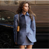 Women's Short Set Lapel Collar Fitted Cinched Waist Blazer Jacket Mini Solid Straight Skirt Elegant Suit Party Office Set Ladies