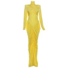 Women High Neck Cutout Back Stacked Ruched Bodycon Midi Maxi Dress Street Sexy Party Education Long Dresses Vestido