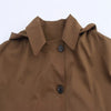 Women's Hooded Short Trench Coat in Olive Green, Brown, and Black, Double-Breasted with Pocket Details, Casual Jacket