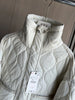 Quilted coat for women Quilted Jacket With Ties beige drawstring high neck pocket clip cotton jacket for women