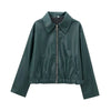 Autumn Winter Women's Moto Biker Zipper Long Sleeve Jacket Faux Leather Jacket Outerwears Causal Coats