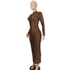 Turtleneck Skinny Women Dresses Sexy Skirt Long Sleeve Bodycon Sexy Streetwear Party Club Hollow out Long Dress