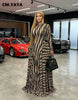 Women O-neck Striped Print Long Sleeve Big Swing Pleated Maxi Dress Evening Sexy Party Vacation Long Dresses Vestidos