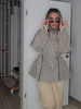 Causal Long Sleeved Grid Female Jacket Drawstring Tight Loose Women's Trench Collar Single Breasted Pocket Outerwear