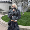 Women Stand Collar Spring Woolen Coats Single Breasted Loose Female Long Sleeve Jacket Office Lady Street Short Coat