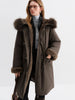 Women's Fur-Lined Down Parka with Wool Blending Mid-Length Winter Jacket for Winter Long Hooded Jacket