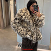 Casual Brown Thick Fur Jackets Women Long Sleeve V Neck Autumn Winter Faux Fur Coats Streetwear Outwears