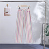 Colorful Striped Jeans Women's Long Pants Female High Street Low-waisted Pockets Denim Trousers Women's Holiday Outwear