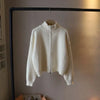 Korean Women's Knitted Sweater Double Zipper Stand Collar Coat Autumn Winter Casual Versatile Loose Cardigan Tops 3XL
