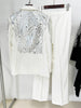 High Street Designer Suit Set Women's Sequined Beading Single Button Blazer Flare Pants Set 2pcs
