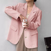 White Oversized Blazer Women Mid Length Korean Style Long Sleeve Single Breasted Suit Jacket Woman Loose Casual Office Outerwear