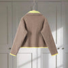 Casual Women's Knit Contrast Fleece Coats Stand Collar Zipper Pockets Full Sleeve Jackets Spring Lady Warm Outwear