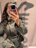 Khaki Lace Up Cape Trench Coat Loose Solid Full Sleeve Lapel Windbreaker Autumn Commute Casual Daily Coats