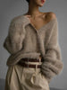 Solid Knit Cardigan Women Long Sleeve Casual V Neck Oversized Sweater Women's Autumn High Street Knitted Coats