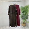 Wine Red Pleated Dress For Women Flower Sleeves Female Evening Party Elegant Clothing Ladies 2DB1827