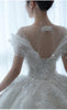 Princess Sexy Crystal Beaded Wedding Dress Puff Tulle White Gown Bride Pregnant Women's Gown with Trailing