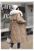 White Fur Collar Down Cotton Parkas Padded Coat Women Winter Long Over The Knee Waist Warm Thick Parkas Coat