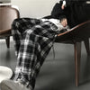 Oversize Women Sweatpants Black Plaid Casual Pants Baggy Elastic Waist Pockets Student Unisex Hip Hop Loose Trousers
