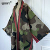 Africa classic camouflage colour print Winter Hooded cardigan dress Female abaya winter outfits for women long down coat