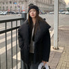 Women's Winter Lapel Puffer Jacket Loose Y2K Down Cotton Coat Woman Solid Color Casual Windproof Warm Cropped Parkas