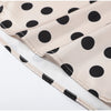 Retro Elegant Satin Polka Dots V Neck Maxi Dress Suit Women Ribbon Lace Full Sleeve Puff Sleeve Waist Cinched Long Dresses