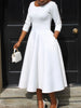 Women Twist Length Sleeve O-neck Big Swing Retro Dress Autumn Vintage Vestidos Even Party Cocktail Dresses