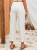 Women's Pants Elastic Waist Solid Color Lace Spliced Drawstring Pocket Simple Basic Casual 9-point Pants