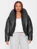 PU Waterproof Crop Puffer Jacket Women Winter Warm Leather Stand Collar Quilted Parkas Full Sleeve Streetwear Coat