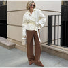 Belted Waist Cropped Trench Double Breasted Stand Collar Autumn Chic Elegant Women Coat Casual Vintage Office Lady Jacket