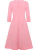 Womens Elegant 2/3 Sleeve Polka Dot Work Office A-Line Colorblock Business Casual Party Slim Fit And Flare Swing Dress