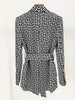 High Street Stylish Designer Jacket Women's Double Breasted Monogram Printed Shawl Collar Belted Blazer