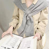 Korean Neck Guard Scarve Solid Color Woman's Knitted Cross Shawl Blouse Shoulders Fake Collar Cape Knotted Scarf