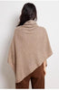 Cozy Solid Color Turtleneck Poncho Soft Loose Fit Cashmere Pullover Thin Warm Bat Sleeve Pullover for Women