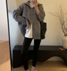 Double Zipper Turn-Down Collar Knitted Cardigan coat for women chic Thickened Loose lapel sweater jackets 26D5571