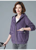 Corduroy Short Coat 5XL Women's Spring Autumn Korean Loose Solid Hooded Jacket Casual Female Zipper Coat Tops