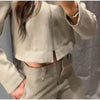 Casual Coat Pant Women Sets Urban Zippers Long Sleeve Jacket Zipper Pleated Straight Trousers Autumn Chic Lady Outfit