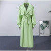 Oversize Women's Stand Collar Trench Coat Full Sleeved Single Breasted Pocket Side Split Long Windbreaker Autumn Lady Outwear
