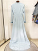 High Street Designer Party Vestido Women's Standing Collar Beaded Diamonds Sequin Hollow Out Long Maxi Dress