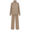 turtleneck sweater set women's European, American autumn and winter loose casual lazy thickened knitted trousers set