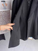 Women's Autumn Winter Black Slim Wool Coat Casual Solid Long Sleeve Pocket Elegance Blazer Overcoat Ladies