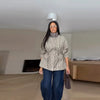 Casual Grid Drawstring Loose Coat Women Stand Collar Button Waist-Closed Female Jacket Spring Lady Street Outwears Chic