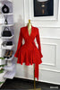 Women Tie Dye Print Flare Long Sleeve V-neck Sashes Ruffle Mini Dress Elegant Sexy Vacation Party Birthday Dresses