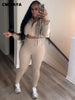 Street Women's Set Zipper Fly Crop Sweatshirt and Jogger Sweatpants Elegant Fall Sportwear Two 2-Piece Set Outfits