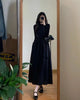 French Style Black A-Line Dresses Women Elegant High Waist Long Sleeve Midi Dress Autumn Winter Slim Fit Maxi Dress