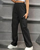 Elastic Waist Workwear Pants High Waist Wide Leg Pants Loose Solid Color Casual Sports Pants Women's Sportswear