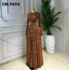 Women O-neck Long Sleeve Big Swing Pleated Maxi Dress Evening Sexy Parties Birthday Vacation Long Dresses Vestidos
